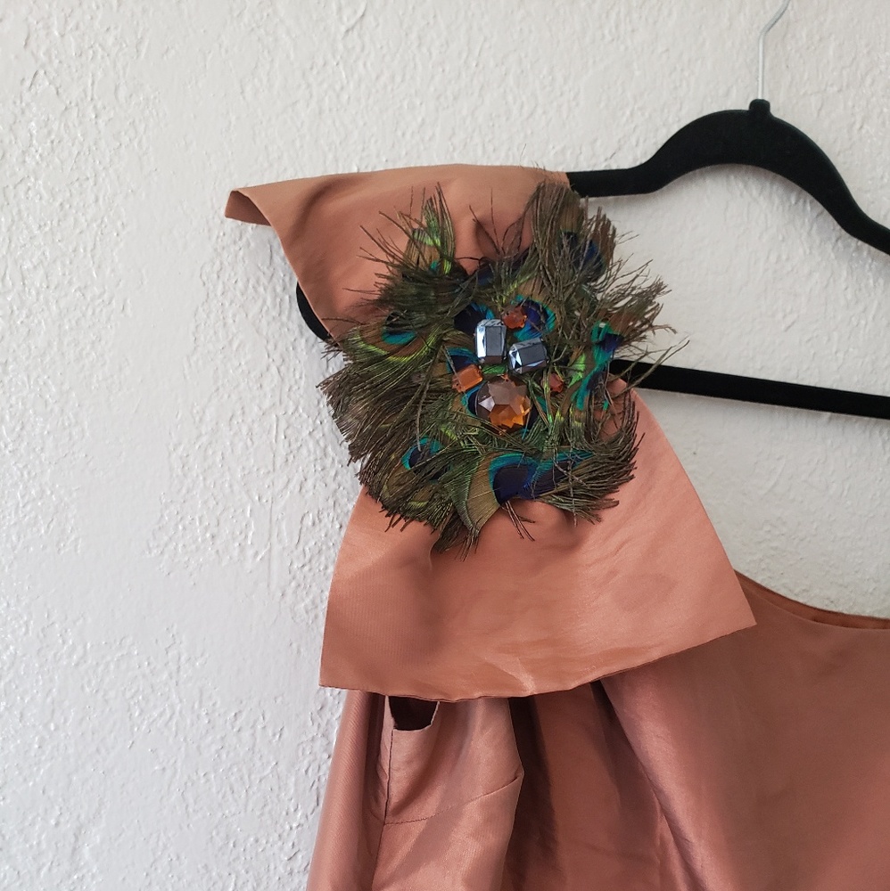 TWELVE BY TWELVE RUST/COPPER ONE SLEEVE DRESS.‎ - Picture 5 of 7